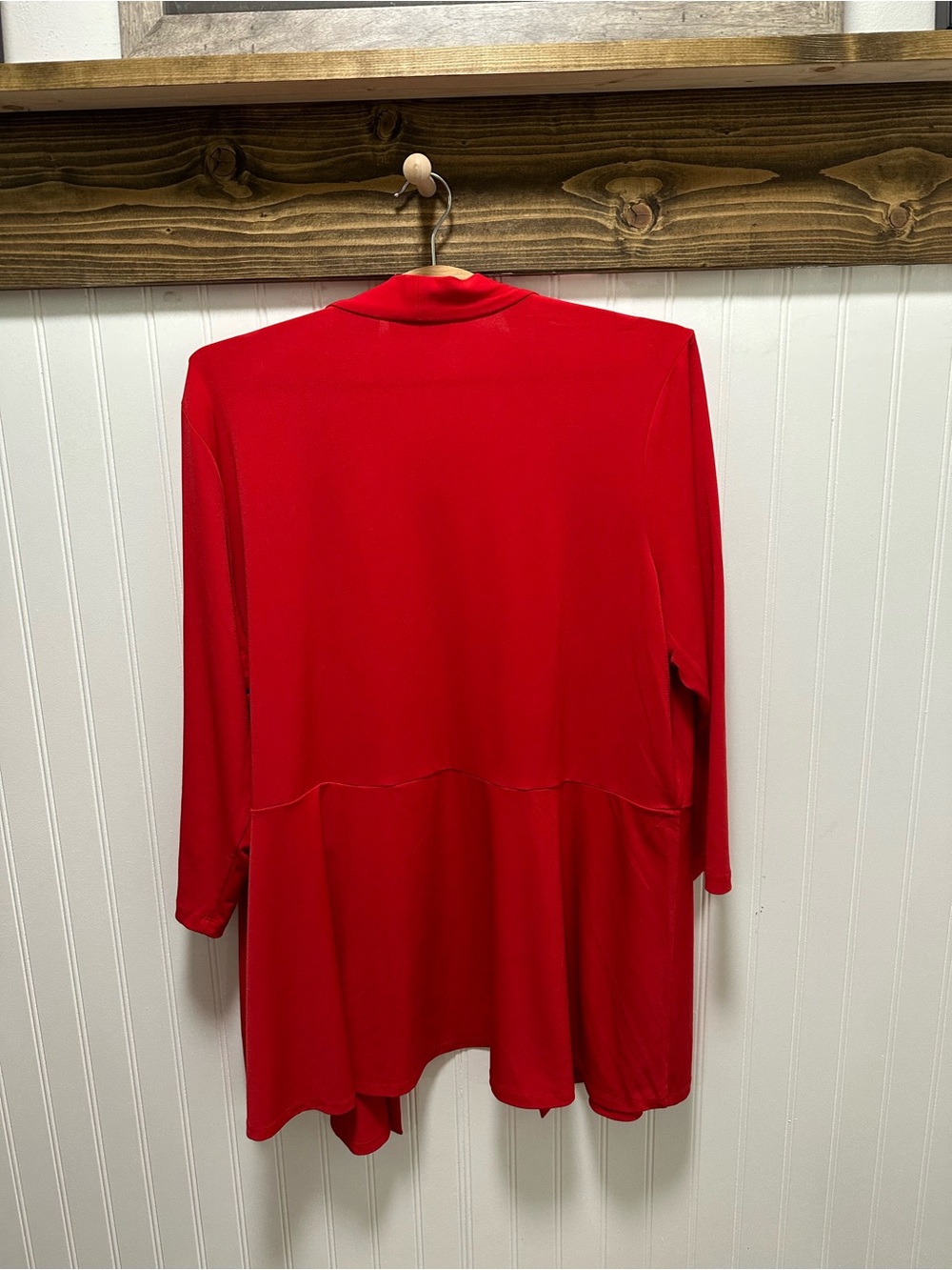 Susan Graver Liquid Knit Red Draped Cardigan XL office mature stretch comfort - Picture 2 of 7
